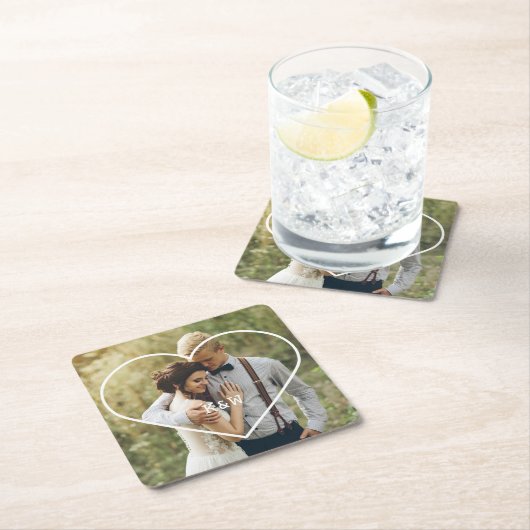 Heftrahmen Modernes Monogramm-Foto Rechteckiger Pappuntersetzer (Vor Ort)