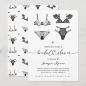 Heftschrift & Black Lace Lingerie Brautparty Einladung (Vorne/Hinten)