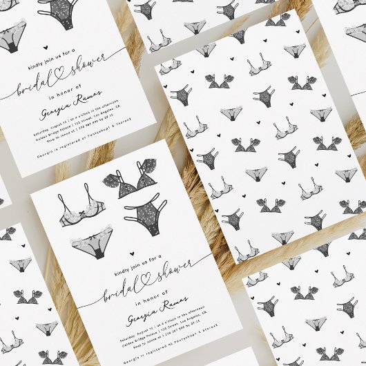 Heftschrift & Black Lace Lingerie Brautparty Einladung