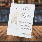 Heftschrift & Champagne Brautparty Mimosa Bar Sockelschild