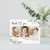 Heftschrift Eucalyptus New Baby Danke Karte (Stehend Vorderseite)