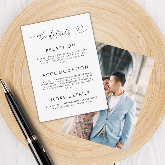 Heftschrift & Foto Hochzeitdetails Minimalistisch Begleitkarte