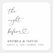 Heftschrift The Night Before Probe Dinner Quadratischer Aufkleber (Vorderseite)