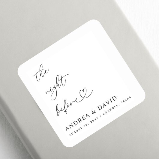 Heftschrift The Night Before Probe Dinner Quadratischer Aufkleber