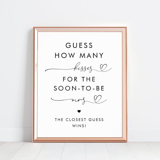 Heftschrift Wie viele Kisses Brautparty signieren Poster
