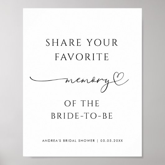 Heftskript ein Memory-Brautparty-Zeichen freigeben Poster (Vorne)