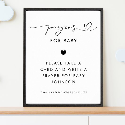 Heftskriptgebete für Baby Shower-Zeichen Poster
