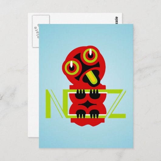 Hei Tiki Maori Design NZ Text Art Postkarte (Vorne/Hinten)