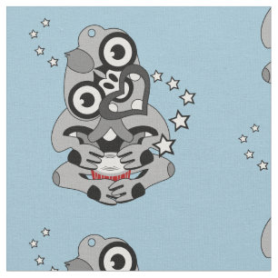 Hei Tiki New Zealand Drum Maori Design Stoff