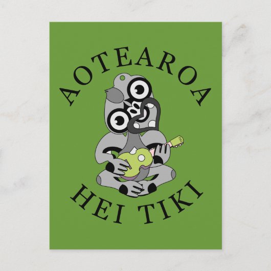 Hei Tiki Ukulele Aotearoa Postcard Postkarte (Vorderseite)