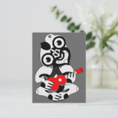 Hei Tiki Ukulele Postcard Schwarze Postkarte (Stehend Vorderseite)