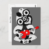 Hei Tiki Ukulele Postcard Schwarze Postkarte (Vorne/Hinten)