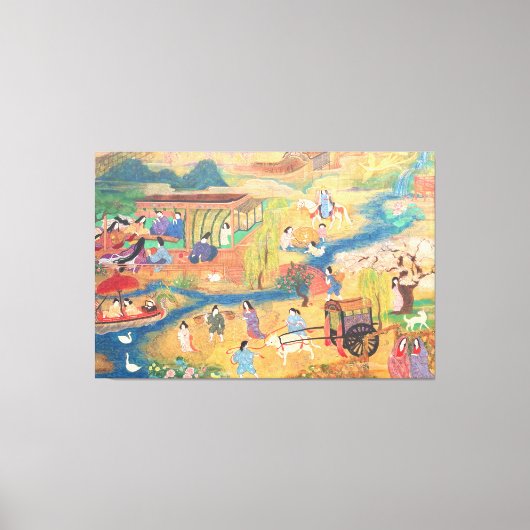 Heian Courtyard Scene: Tales from a Gilded Scroll Leinwanddruck (Vorderseite)