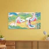 Heian Elysium: Ladies in a Spring Meadow Leinwanddruck (Insitu (Wohnzimmer))