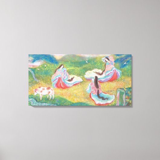 Heian Elysium: Ladies in a Spring Meadow Leinwanddruck (Vorderseite)