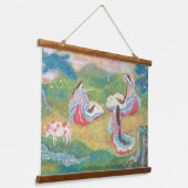 Heian Elysium: Ladies in a Spring Meadow Wandteppich Mit Holzrahmen (Gewinkelt)