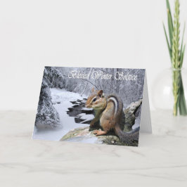 Heide gesegnete Winter-Sonnenwendechipmunk-Karte Feiertagskarte