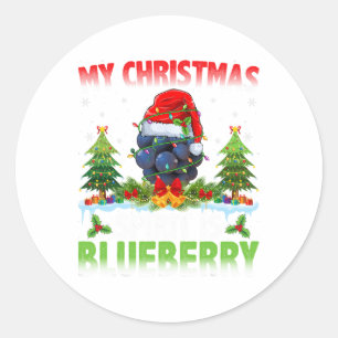 Heidelbeere mit Weihnachtsmannmütze - Weihnachtsst Runder Aufkleber
