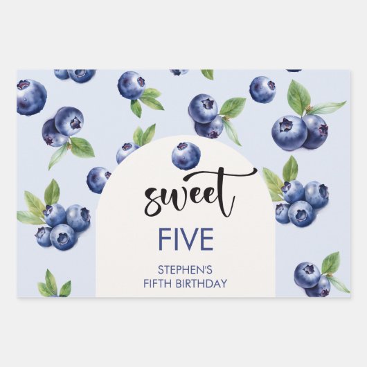 Heidelbeeren-Kindergeburtstag Geschenkpapier Set (Vorderseite)