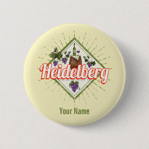 Heidelberg am Neckar Deutschland Retro Wein Vintag Button