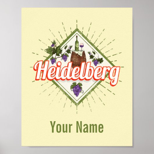 Heidelberg am Neckar Deutschland Retro Wein Vintag Poster (Vorne)