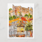 Heidelberg Deutschland Berühmter Platz Wasserfarbe Postkarte (Vorderseite)