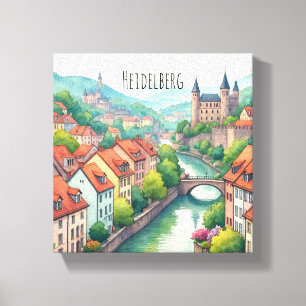 Heidelberg, Deutschland, Klarer Fluss in Heidelber Leinwanddruck
