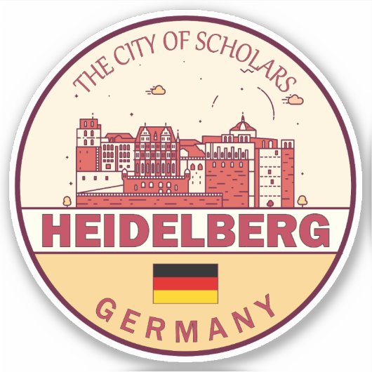 Heidelberg Deutschland Skyline Emblem Aufkleber (Vorderseite)