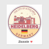 Heidelberg Deutschland Skyline Emblem Aufkleber (Blatt)