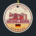 Heidelberg Deutschland Skyline Emblem Keramik Ornament<br><div class="desc">Heidelberg minimalistisches,  farbenfrohes Kunstdesign mit Denkmälern und Sehenswürdigkeiten der Stadt in Deutschland.</div>
