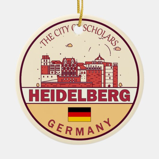 Heidelberg Deutschland Skyline Emblem Keramik Ornament (Vorne)