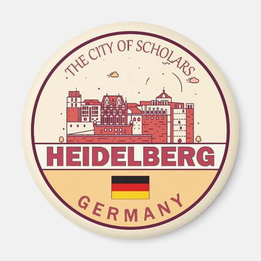 Heidelberg Deutschland Skyline Emblem Magnet (Vorne)