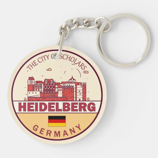 Heidelberg Deutschland Skyline Emblem Schlüsselanhänger (Rückseite)