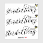 Heidelberg Flag Heart, Deutschland Aufkleber (Blatt)