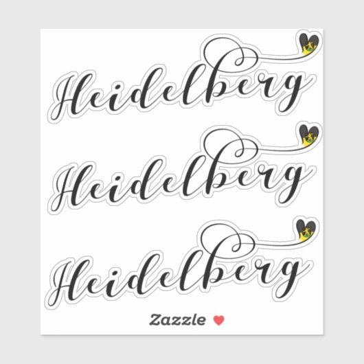 Heidelberg Flag Heart, Deutschland Aufkleber (Blatt)