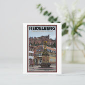Heidelberg - Statue und Schloss Postkarte (Stehend Vorderseite)