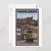 Heidelberg - Statue und Schloss Postkarte (Vorne/Hinten)