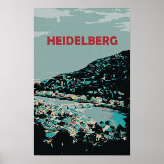 Heidelberg und Neckar Fluss Deutschland Romantisch Poster