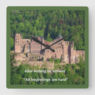 Heidelberger Schloss & Deutsche Spruch Wanduhr