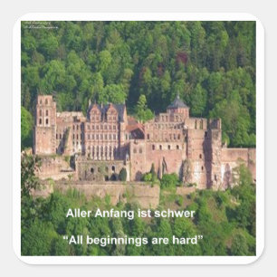Heidelberger Schloss In deutscher Sprache & deutsc Quadratischer Aufkleber