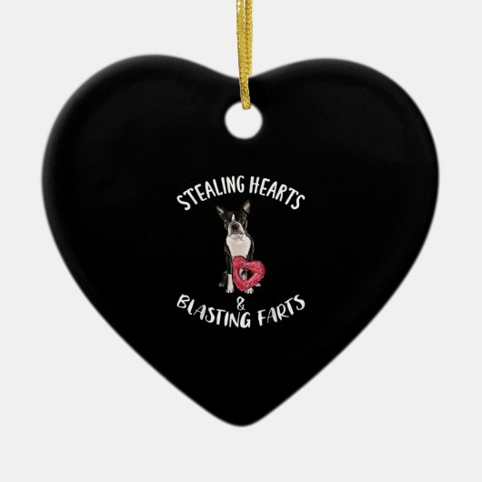 Heidenrauschen von Furzen Boston Terrier Keramik Ornament (Vorne)