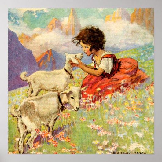 "Heidi and Her Goats" von Jessie Willcox Smith Poster (Vorne)