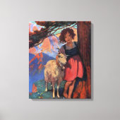 Heidi auf der Wiese mit ihrer Ziege Leinwanddruck (Vorderseite)