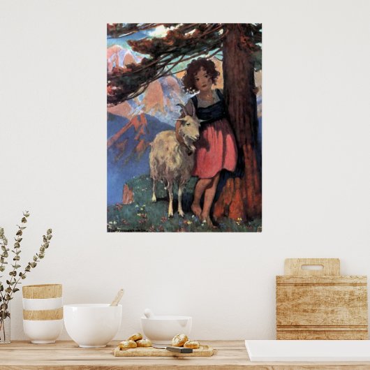 Heidi auf einem Berggipfel von Jessie Willcox Smit Poster (Küche)