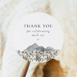 HEIDI Bohemische Wildblume Mountain Vielen Dank Runder Aufkleber<br><div class="desc">Die HEIDI Wedding Collection bietet boho Aquarellfarben-Wildblumen am Fuße eines Berges. Dieses Kunstwerk ist mit einer zeitlosen Serif-Schriftart-Kombination gepaart,  die einen modernen böhmischen Look schafft. Pair diesen Aufkleber mit allem in der HEIDI Collection für den kompletten Event-Look.</div>