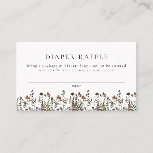 HEIDI Boho Wildblume Babydusche Windelwanne Raffel Platzkarte (Vorderseite)