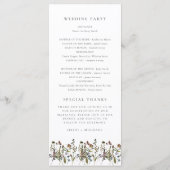 HEIDI Boho Wildblume Long Wedding Program Card Menükarte (Rückseite)