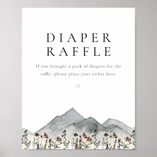 HEIDI Boho Wildblume Mountain Baby Diaper Raffle Poster (Vorne)