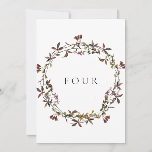 HEIDI Boho Wildblume Wreath Tischnummer Cards (Vorderseite)