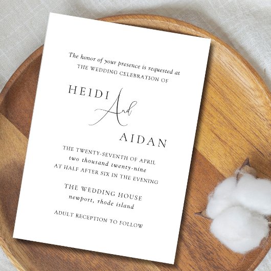 Heidi Contemporary Script Modern Elegante Wedding Einladung